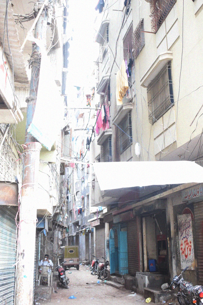 The street in which Muhammad Jawad Ahmed Jan's shop is situated in Lyari, Karachi, Pakistan. June 18, 2017. Image by author.