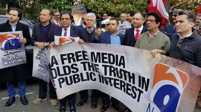 Journalists, civil society activists protest, demand restoration of Geo News