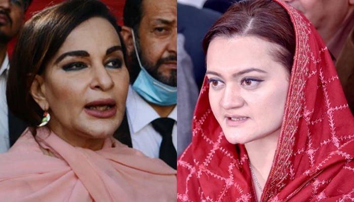 PPP Vice-President Senator Sherry Rehman (left and&nbsp;PML-N spokesperson Marriyum Aurangzeb. &mdash; PPI/Twitter/File
