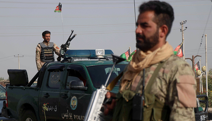 Afghan security forces keep watch at a checkpoint in the Guzara district of Herat province, Afghanistan July 9, 2021. &mdash; Reuters/File
