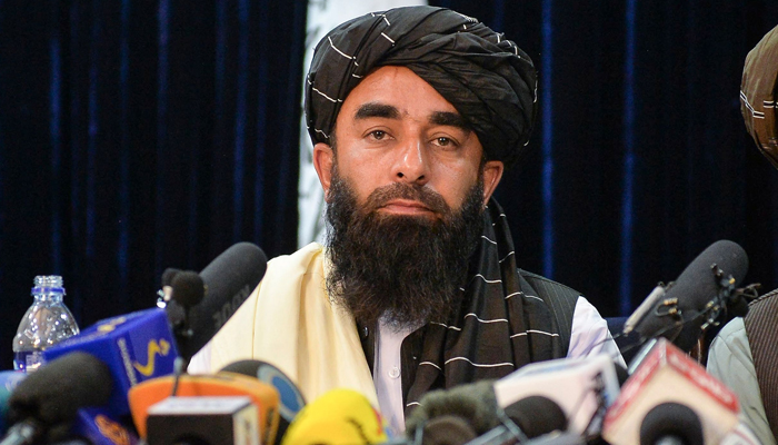 Taliban spokesman Zabihullah Mujahid addressing the insurgent groups first press conference since it overthrew the Taliban government, in Kabul, on August 17, 2021. &mdash; AFP