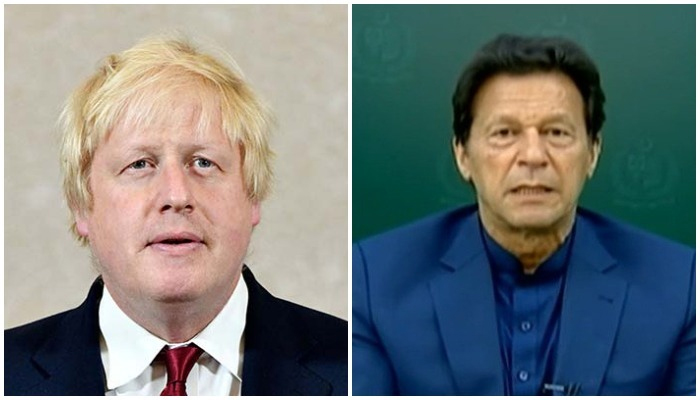 Prime Minister Boris Johnson (left) and Prime Minister Imran Khan (right). &mdash; AFP/YouTube/File