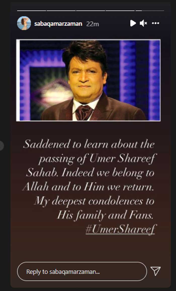 Umer Sharif’s death leaves Pakistani celebs heartbroken