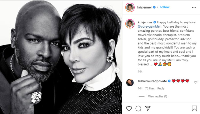 Kris Jenner penned down a birthday wish for Corey Gamble Photo Credits: Kris Jenner/Instagram