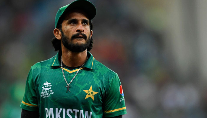 Pakistan´s Hasan Ali reacts during the ICC T20 World Cup semi-final match between Australia and Pakistan at the Dubai International Cricket Stadium in Dubai on November 11, 2021. — AFP/File
