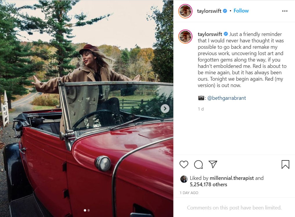 Taylor Swift thanks fans for helping release Red Taylor’s Version