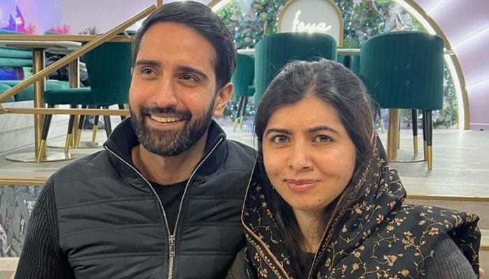 Nobel laureate Malala Yousufzai along with her husband Asser Malik at Feya Knightsbridge, London. &mdash; Photo provided by author