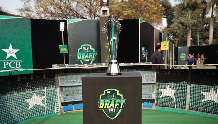 PSL 7 trophy on display at the National High-Performance Centre, in Lahore, on December 12, 2021. — Twitter/PSL