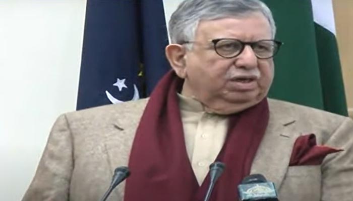 Federal Minister for Finance and Revenue Shaukat Tarin addressing a ceremony in Islamabad on January 7, 2022. &mdash; YouTube screengrab