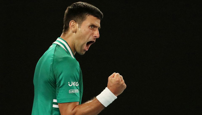 Tennis - Australian Open - Melbourne Park, Melbourne, Australia, February 16, 2021 Serbias Novak Djokovic celebrates winning the third set during his quarter final match against Germanys Alexander Zverev. &mdash; Reuiters/File
