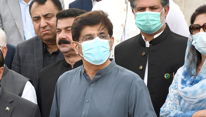 Chief Minister Sindh Murad Ali Shah speaking to journalists at the mausoleum of Quaid-e-Azam Muhammad Ali Jinnah, on September 11, 2021. — Online/File