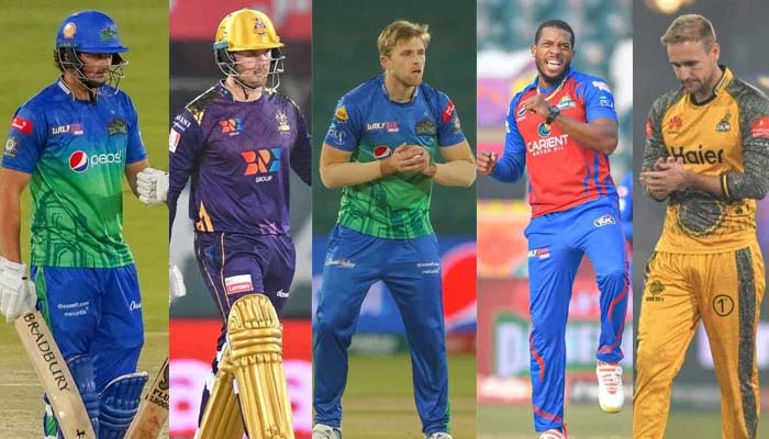 (L-R) Tim David, Jason Roy, David Willey, Chris Jordan, and Liam Livingstone — PCB
