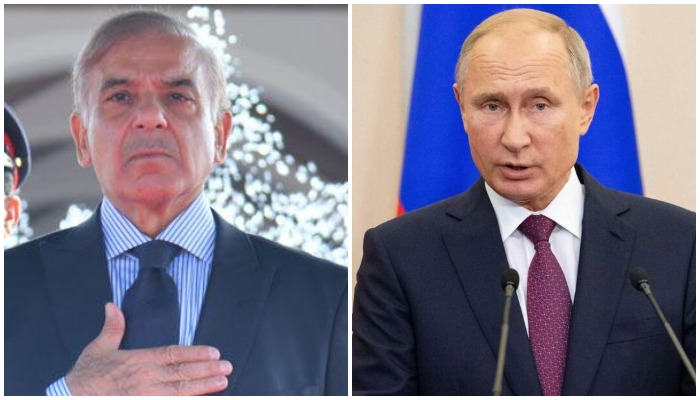 Prime Minister Shehbaz Sharif (left) and Russian President Vladimir Putin. — PID/AFP