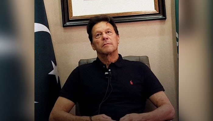 Former prime minister and chairman PTI speaking during&nbsp;Twitter Spaces session. photo&mdash; Imran Khan Twitter