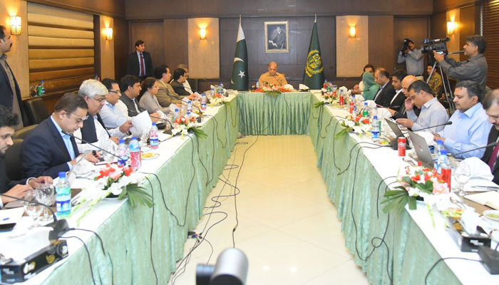 PM Shehbaz Sharif chairs an emergency meeting on load shedding. Photo: Radio Pakistan