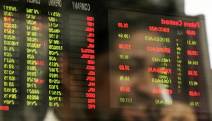 A representational image of the stock board at the Pakistan Stock Exchange (PSX). — AFP/File