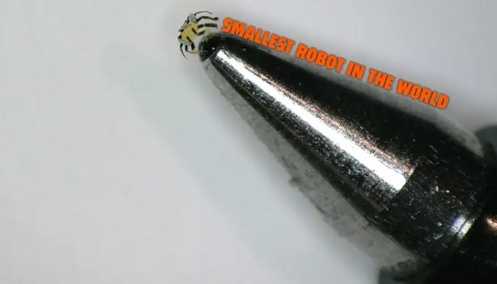Smallest-ever remote-controlled walking robot. — Northwestern University