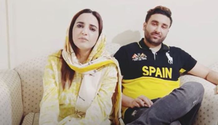 Pakistani TikTok star Hareem Shah (L) and her husband Syed Bilal Shah. &mdash; Screengrab