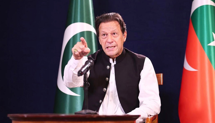 PTI chairman and former prime minister Imran Khan addresses the public on July 18, 2022 a day after party won 15 seats in Punjab polls. &mdash; Instagram/imrankhan.pti
