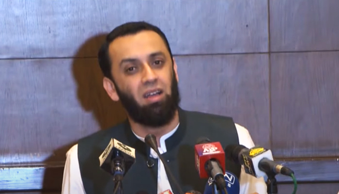 Senior PML-N leader Ataullah Tarar speaks to journalists in Lahore, on July 23, 2022. — YouTube/PTVNewsLive