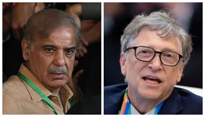 Prime Minister Shehbaz Sharif and Microsoft co-founder Bill Gates. &mdash; AFP/Reuters/File