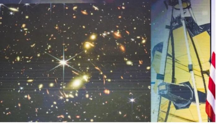 In this NASA handout image NASA Administrator Bill Nelson describes the first full-colour image from NASA’s James Webb Space Telescope, the highest-resolution image of the infrared universe in history, during a preview event with US President Joe Biden and Vice President Kamala Harris, on July 11, 2022. —AFP