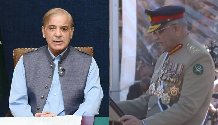 Prime Minister Shehbaz Sharif (left) and Chief of Army Staff (COAS) General Qamar Javed Bajwa. — PID/Facebook screengrab