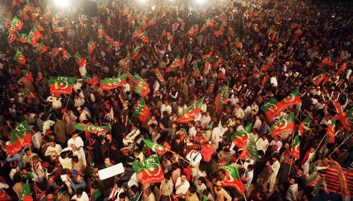 PTI activists can be seen at Parade Ground during a party gathering in 2016. &mdash; Online
