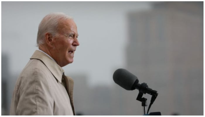 US President Joe Biden speaks during a wreath-laying ceremony to honour victims of September 11, 2001, attacks at the Pentagon in Washington, U.S., September 11, 2022. — Reuters/Cheriss May