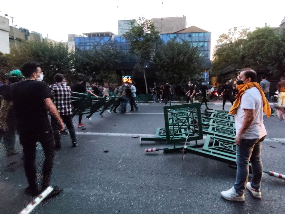People attend a protest over the death of Mahsa Amini, a woman who died after being arrested by the Islamic republics morality police, in Tehran, Iran September 21, 2022.