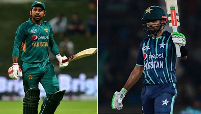 Former captain Sarfaraz (L) and Skipper Babar Azam. —AFP
