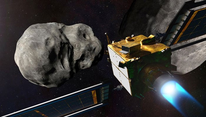 NASAs Double Asteroid Redirection Test (DART) spacecraft prior to impact at the Didymos binary asteroid system showed in this undated illustration handout. — Reuters via NASA