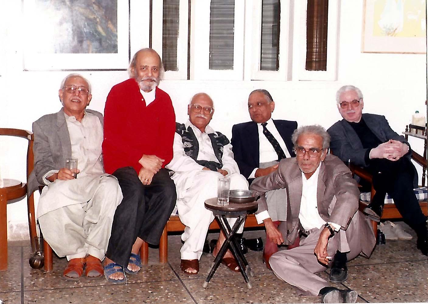 SM Shahid, Saleem Asmi, Zawwar Hasan, ABS Jafri, Dr Haroon Ahmed, Iqbal Jafri. — Provided by the family