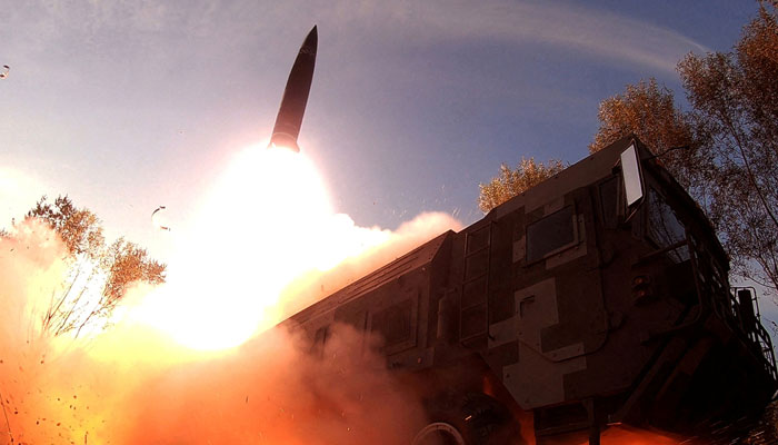 A missile launch is seen at an undisclosed location in North Korea, in this undated photo released on October 10, 2022 by North Koreas Korean Central News Agency (KCNA). KCNA via Reuters/File