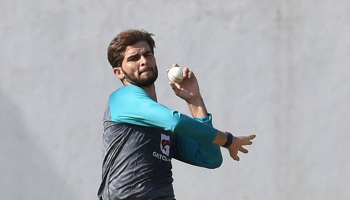 Pace ace Shaheen Shah Afridi bowls during a practice session in this undated photo. — PCB/File