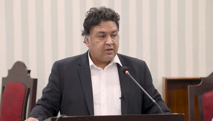 Advocate Supreme Court Faisal Siddiqui speaking at the Quaid-e-Azam University, Islamabad. — Screengrab/YouTube