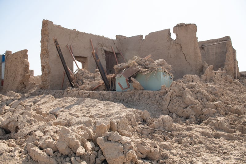 A scene of flood devastation from Village Mirpur, Jhal Magsi district, Balochistan. — Helpage
