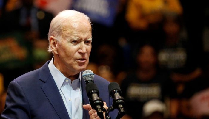 US President Joe Biden speaks during a campaign rally for the Democratic Partys senatorial candidate Val Demings and gubernatorial candidate Charlie Crist, in Miami Gardens, Florida, US November 1, 2022.— Reuters