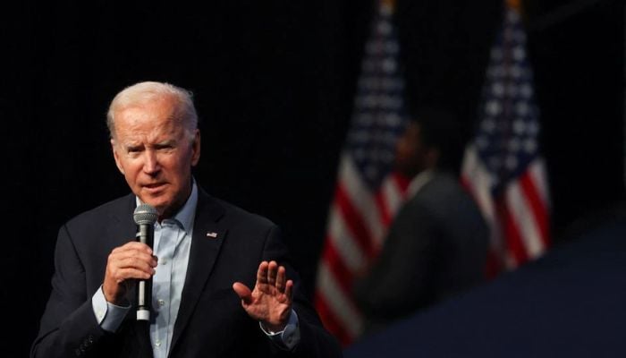 US President Joe Biden campaigns in support of Democratic U.S. senatorial candidate John Fetterman and Democratic nominee for Pennsylvania governor Josh Shapiro, in Philadelphia, Pennsylvania, US, November 5, 2022.— AFP