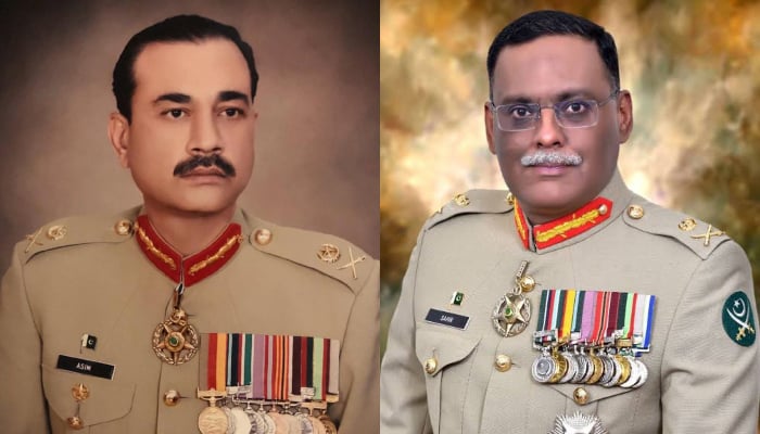 Chief of army staff-designate&nbsp;General Asim Munir (left) and&nbsp;chairman of the joint chiefs of staff committee-designate&nbsp;Gen Sahir Shamshad Mirza. &mdash; ISPR