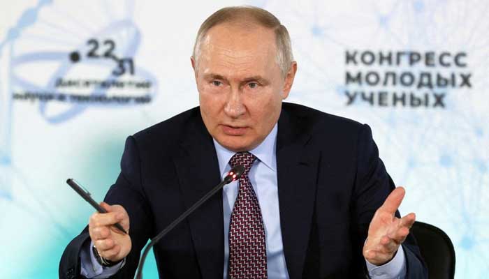 Russian President Vladimir Putin attends the Young Scientists Congress in Sochi, Russia December 1, 2022. — Reuters
