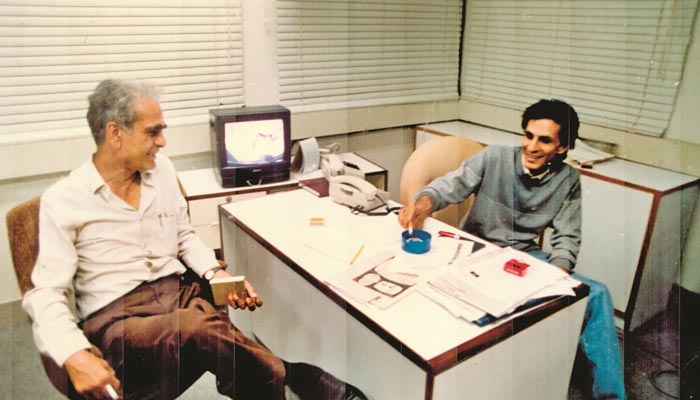 In this file photo, the President of Geo and Jang Group Imran Aslam (right) is in a light mood.