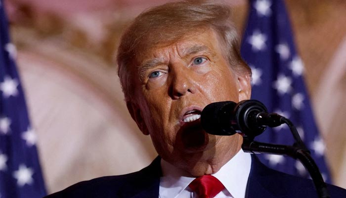 Former US president Donald Trump announces that he will once again run for US president in the 2024 US presidential election during an event at his Mar-a-Lago estate in Palm Beach, Florida, US November 15, 2022. — Reuters
