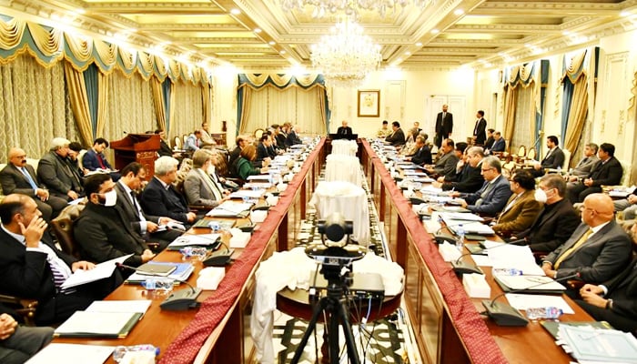 PM Shehbaz Sharif addresses a solarisation conference in Islamabad on December 27, 2022. — APP