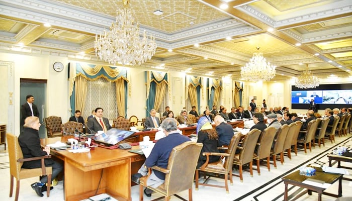 PM Shehbaz Sharif addresses a solarisation conference in Islamabad on December 27, 2022. — APP