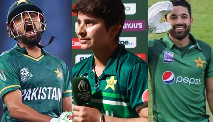 Babar Azam , Nida Dar and Mohammad Rizwan.  — ICC/PCB
