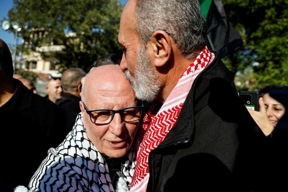 Longest serving Palestinian prisoner, Karim Younis, is welcomed at his village, after he was freed from Israeli jail earlier today, in Ara, Israel January 5, 2023.— Reuters
