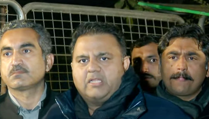 Pakistan Tehreek-e-Insaf Senior Vice President Fawad Chaudhry addresses a press conference in Lahore on January 10, 2023. — YouTube/HumNewsLive