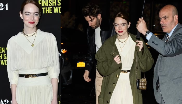 Emma Stone and husband Dave McCary snapped at the NYC screening of their co-produced film