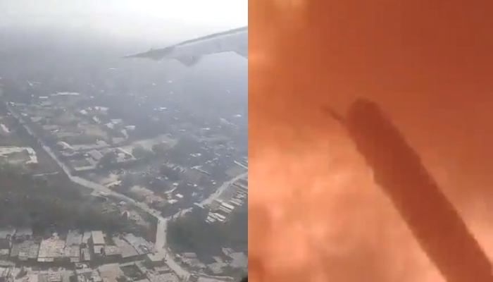 The picture shows a combination of the screengrab from the video before and after the crash. — Twitter/@GabbbarSingh
